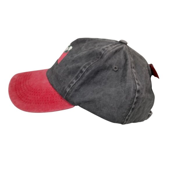 Peanuts Far Out Cap Hat Joe Cool Snoopy Woodstock Gray Red Canvas Strap Back - Picture 4 of 12